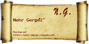 Nehr Gergő névjegykártya